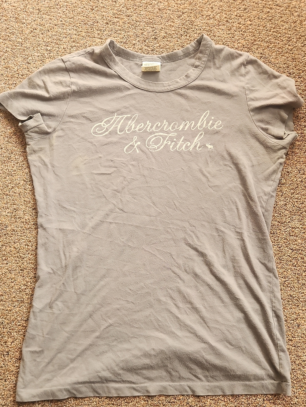 Abercrombie & Fitch Light Gray Script Logo Tee